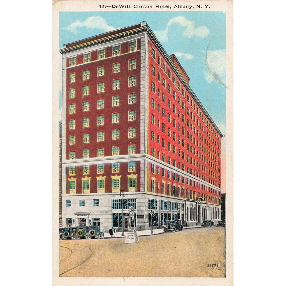DeWitt Clinton Hotel Albany New York NY Linen Postcard 1938 O. S. Pullman 31771 - Picture 1 of 2